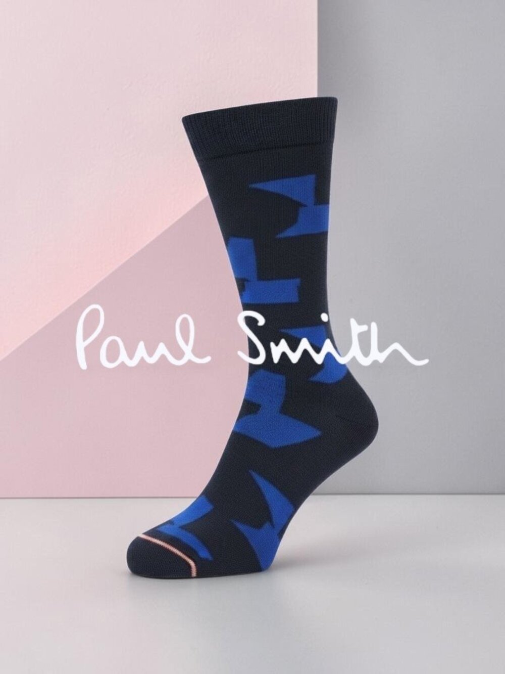 NWT Paul Smith Dorian Geo Organic Cotton Socks Navy Made in Italy